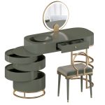 Modern Makeup Vanity Table Set with Swivel Cabinet