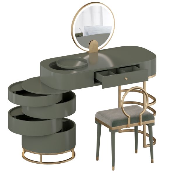 Modern Makeup Vanity Table Set with Swivel Cabinet
