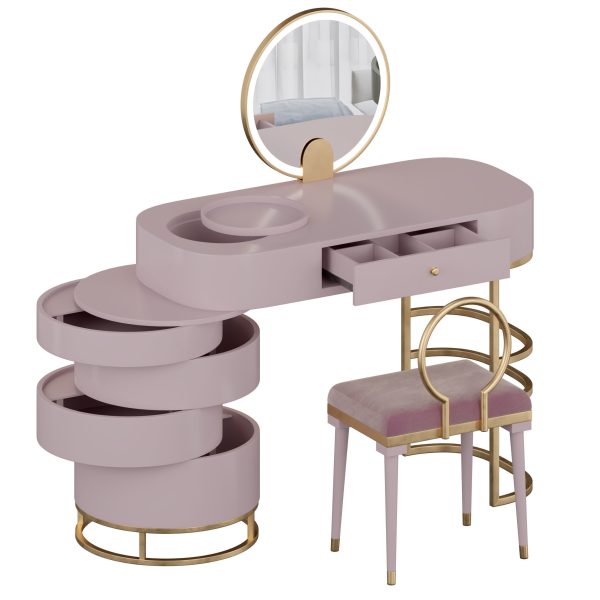 Modern Makeup Vanity Table Set with Swivel Cabinet