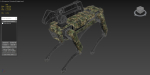 Modern Robot Dog with Arm in army color