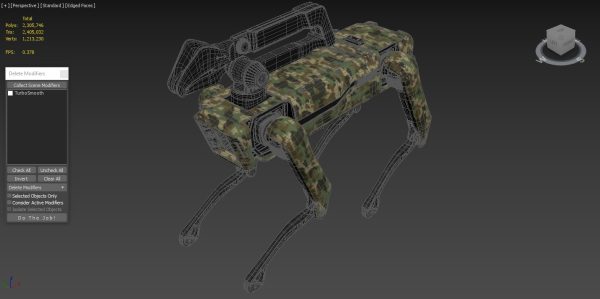 Modern Robot Dog with Arm in army color