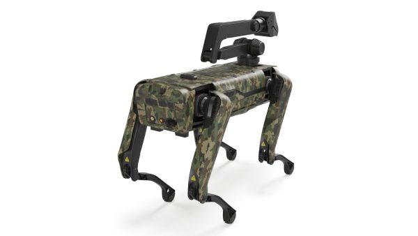 Modern Robot Dog with Arm in army color