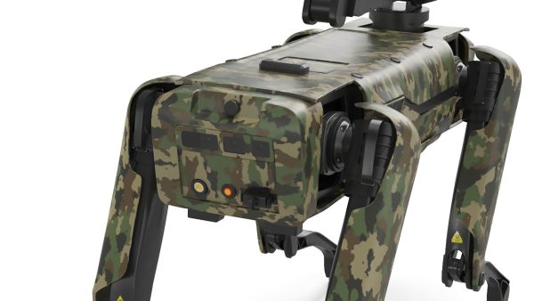 Modern Robot Dog with Arm in army color