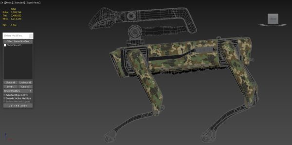 Modern Robot Dog with Arm in army color