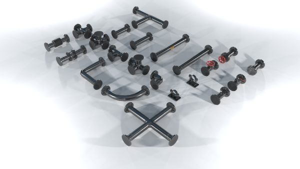 Modular low poly piping set