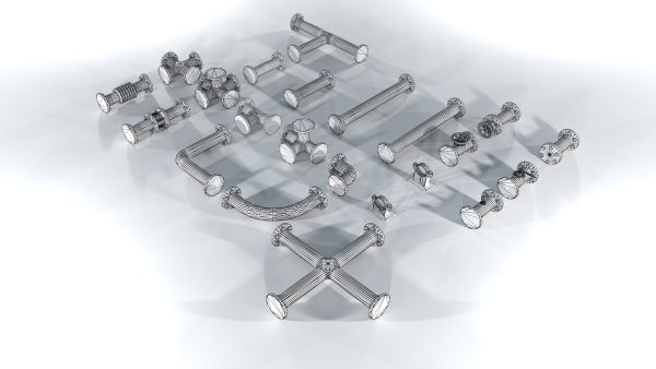 Modular low poly piping set