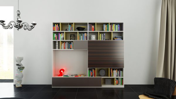 Molteni bookcase with shelves and drawers