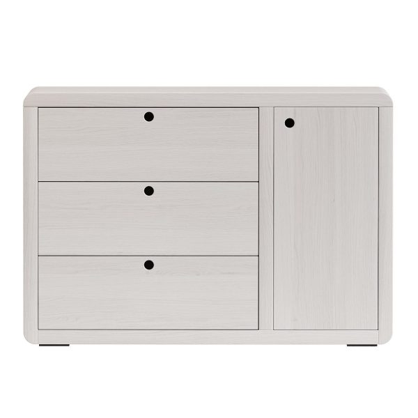 Montauk White Wood 3 Drawer Kids Dresser with Door