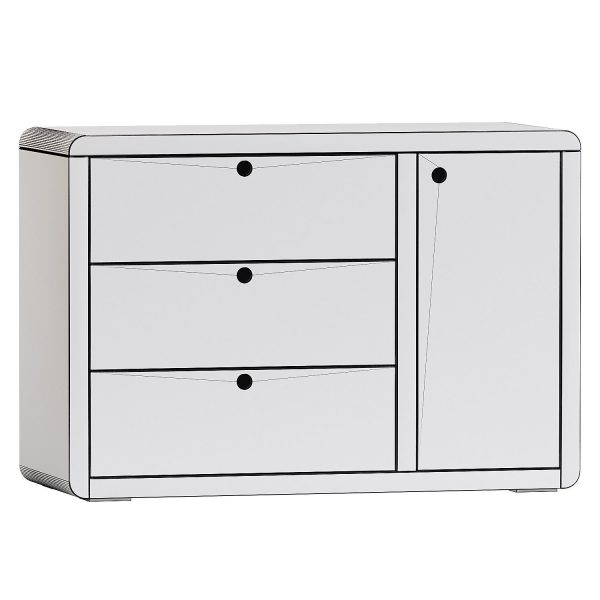 Montauk White Wood 3 Drawer Kids Dresser with Door
