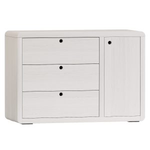 Montauk White Wood 3 Drawer Kids Dresser with Door