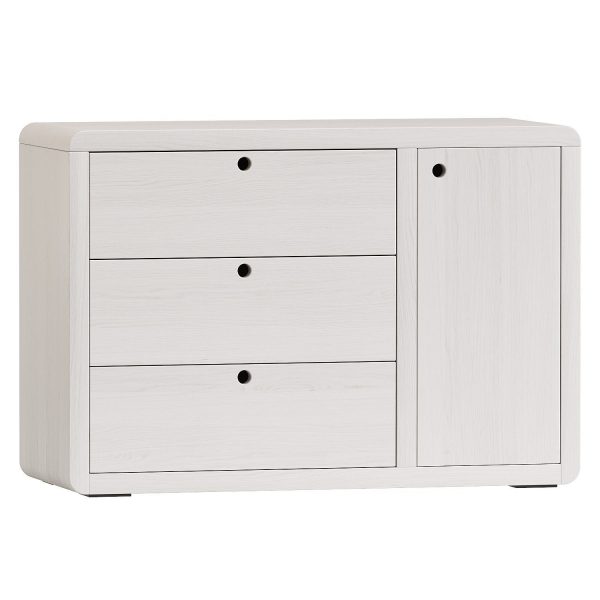 Montauk White Wood 3 Drawer Kids Dresser with Door