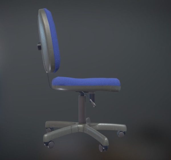 Office Chair Blue Low-Poly Game Ready PBR AR VR