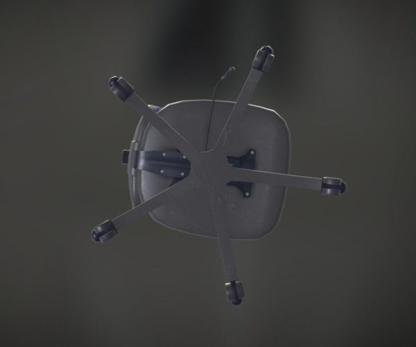 Office Chair Blue Low-Poly Game Ready PBR AR VR