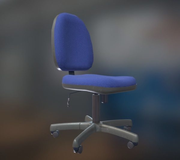 Office Chair Blue Low-Poly Game Ready PBR AR VR