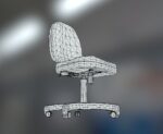 Office Chair Blue Low-Poly Game Ready PBR AR VR