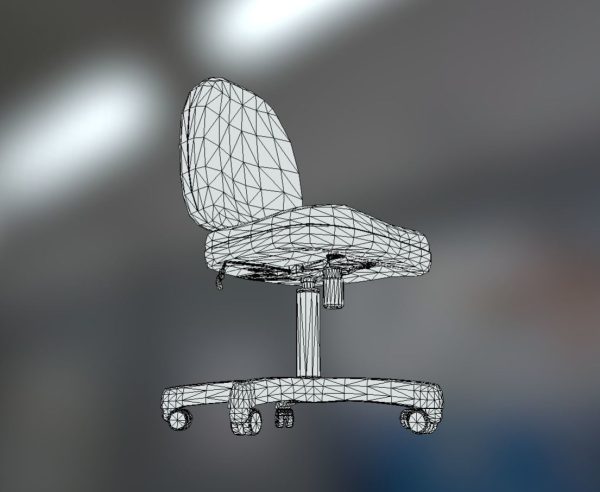 Office Chair Blue Low-Poly Game Ready PBR AR VR