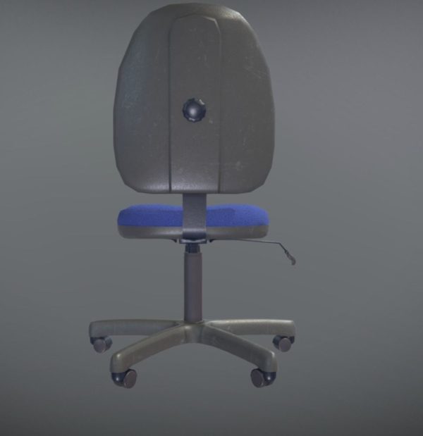 Office Chair Blue Low-Poly Game Ready PBR AR VR