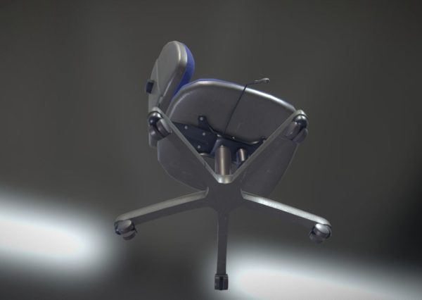 Office Chair Blue Low-Poly Game Ready PBR AR VR