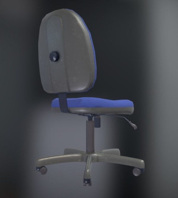 Office Chair Blue Low-Poly Game Ready PBR AR VR