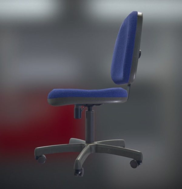 Office Chair Blue Low-Poly Game Ready PBR AR VR