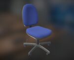 Office Chair Blue Low-Poly Game Ready PBR AR VR