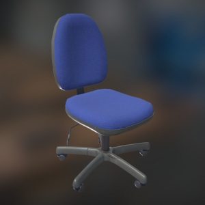 Office Chair Blue Low-Poly Game Ready PBR AR VR