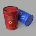 Oil Barrel Drum Metal Rusty Red Blue