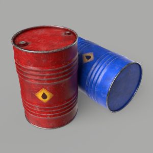 Oil Barrel Drum Metal Rusty Red Blue