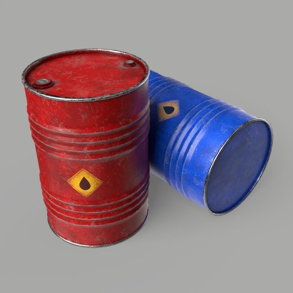 Oil Barrel Drum Metal Rusty Red Blue