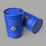 Oil Barrel Drum Metal Rusty Red Blue