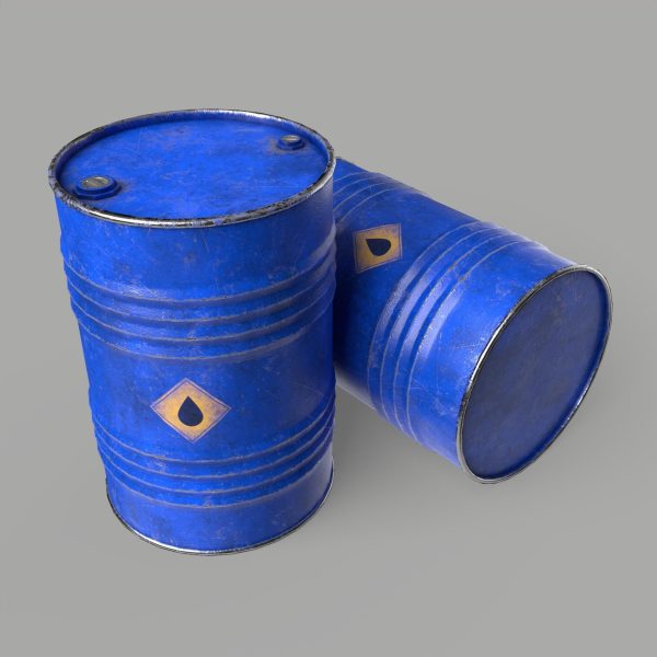 Oil Barrel Drum Metal Rusty Red Blue