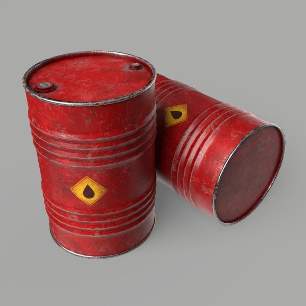 Oil Barrel Drum Metal Rusty Red Blue