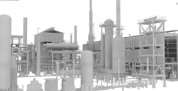 Oil Refinery Low Poly Model