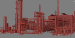 Oil Refinery Low Poly Model