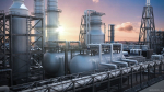 OilField oil refinery with smoke
