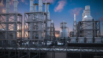 OilField oil refinery with smoke