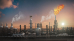 OilField oil refinery with smoke