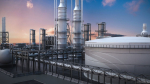 OilField oil refinery with smoke