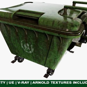 Old Dirty Dustbin All PBR Unity UE Textures Included