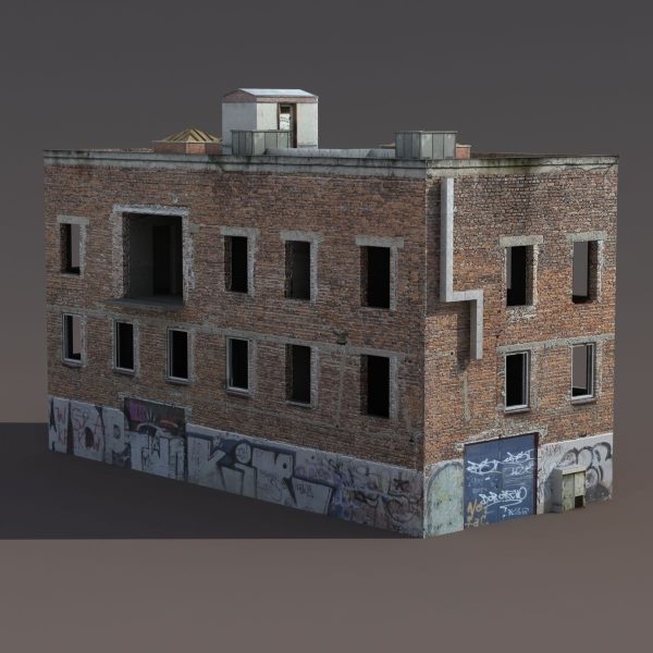 Old Factory Ruin Low Poly 137