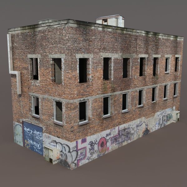 Old Factory Ruin Low Poly 137