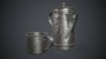 Old Metal Coffee Carafe With Cup PBR Game Ready