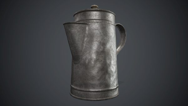 Old Metal Coffee Carafe With Cup PBR Game Ready