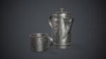 Old Metal Coffee Carafe With Cup PBR Game Ready