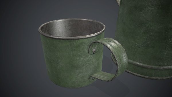 Old Metal Coffee Carafe With Cup PBR Game Ready