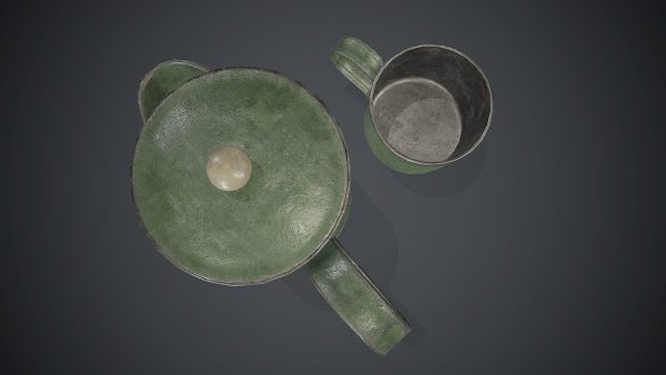 Old Metal Coffee Carafe With Cup PBR Game Ready