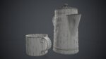 Old Metal Coffee Carafe With Cup PBR Game Ready