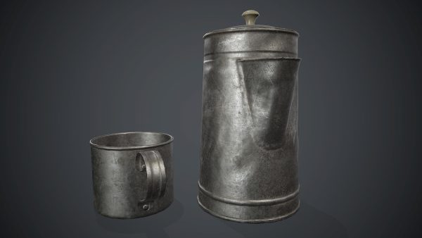 Old Metal Coffee Carafe With Cup PBR Game Ready