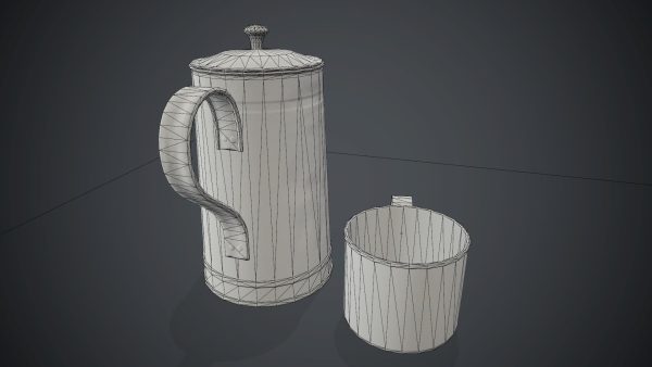 Old Metal Coffee Carafe With Cup PBR Game Ready