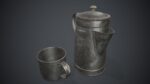 Old Metal Coffee Carafe With Cup PBR Game Ready